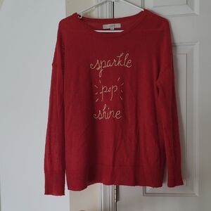 LOFT Red Sweater with Gold Script